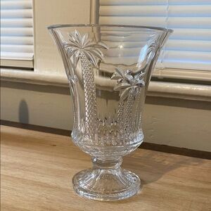 Cut Glass Vase Palm Tree Accent